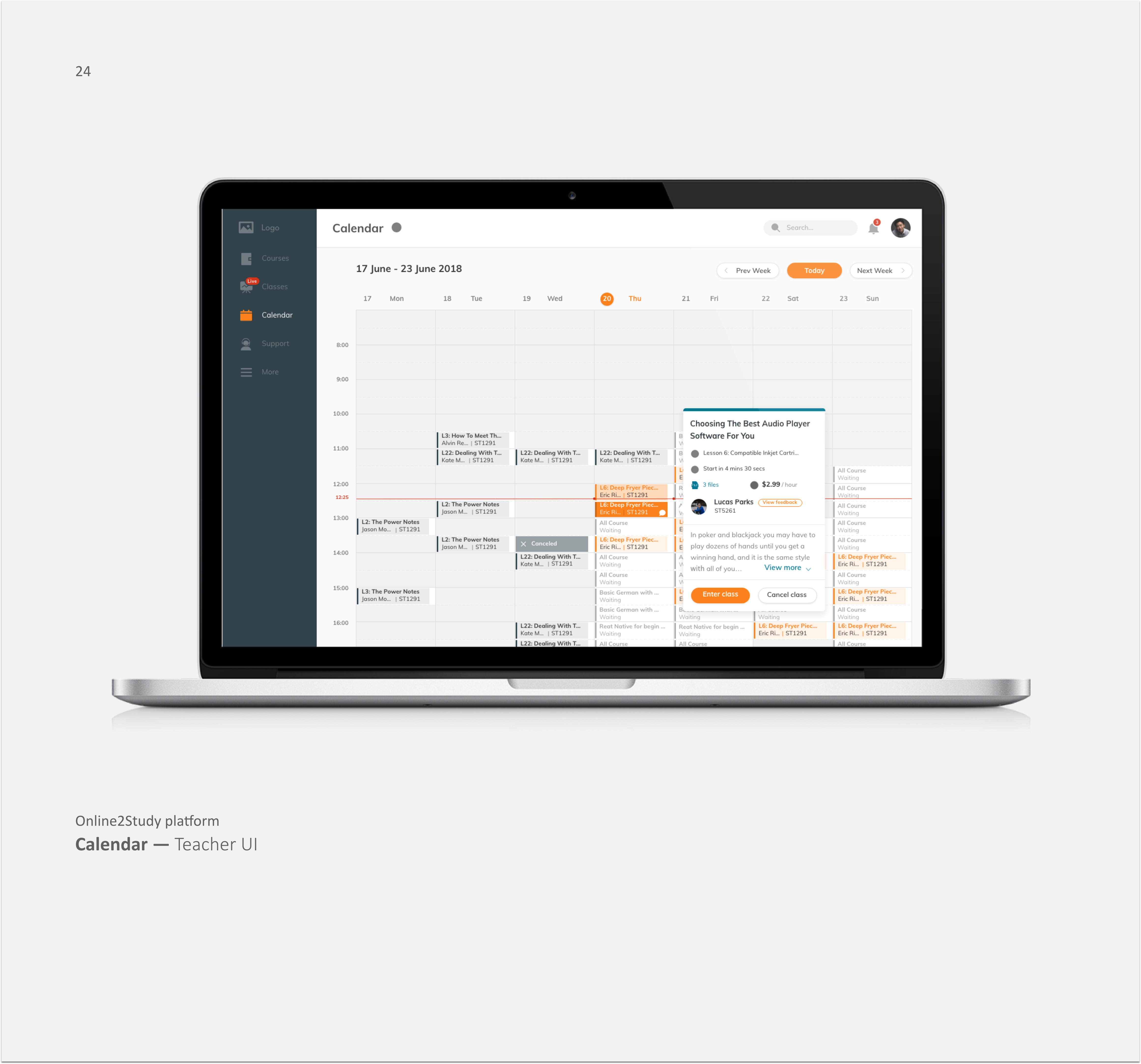 Calendar — Teacher UI