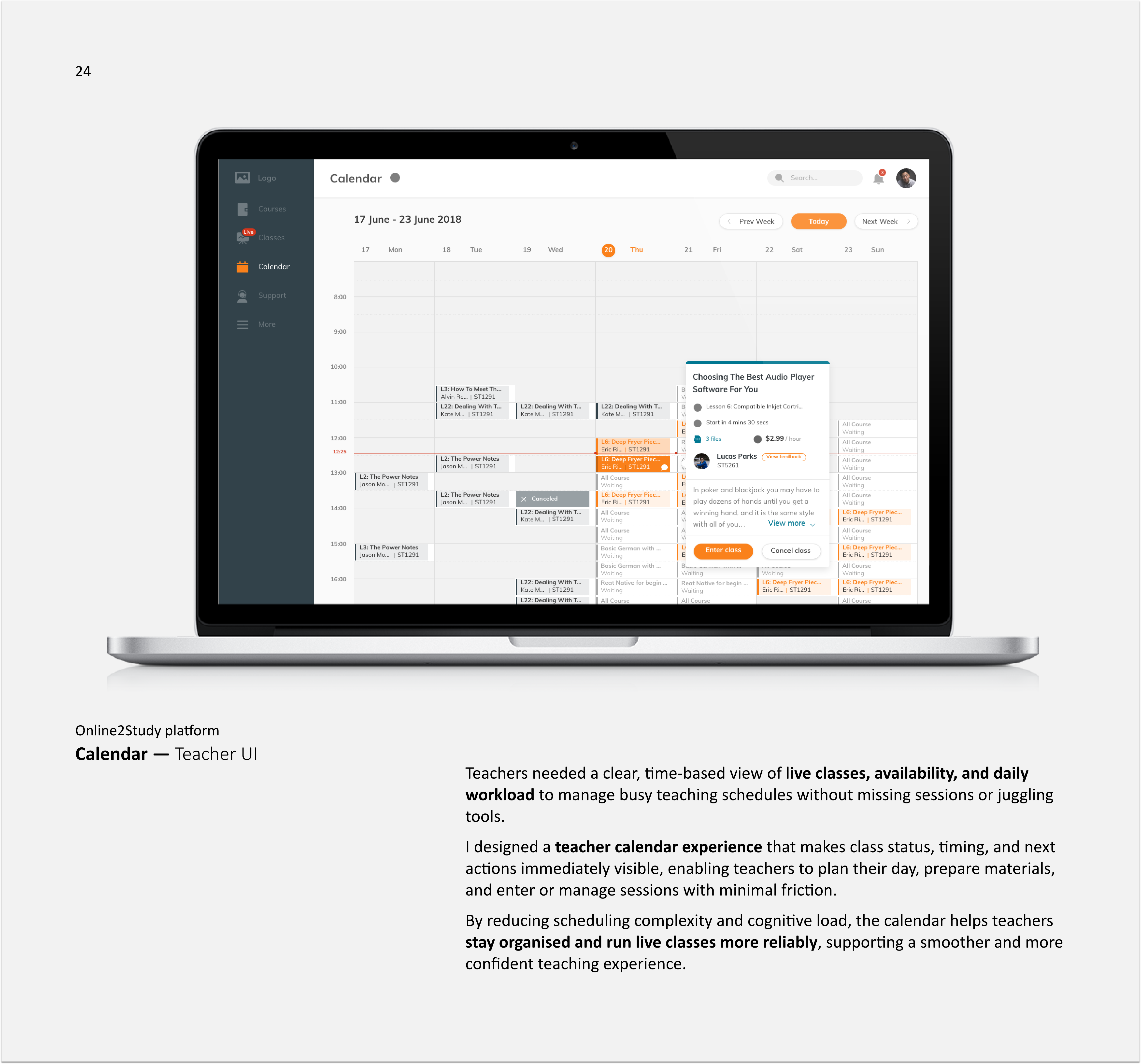 Calendar — Teacher UI