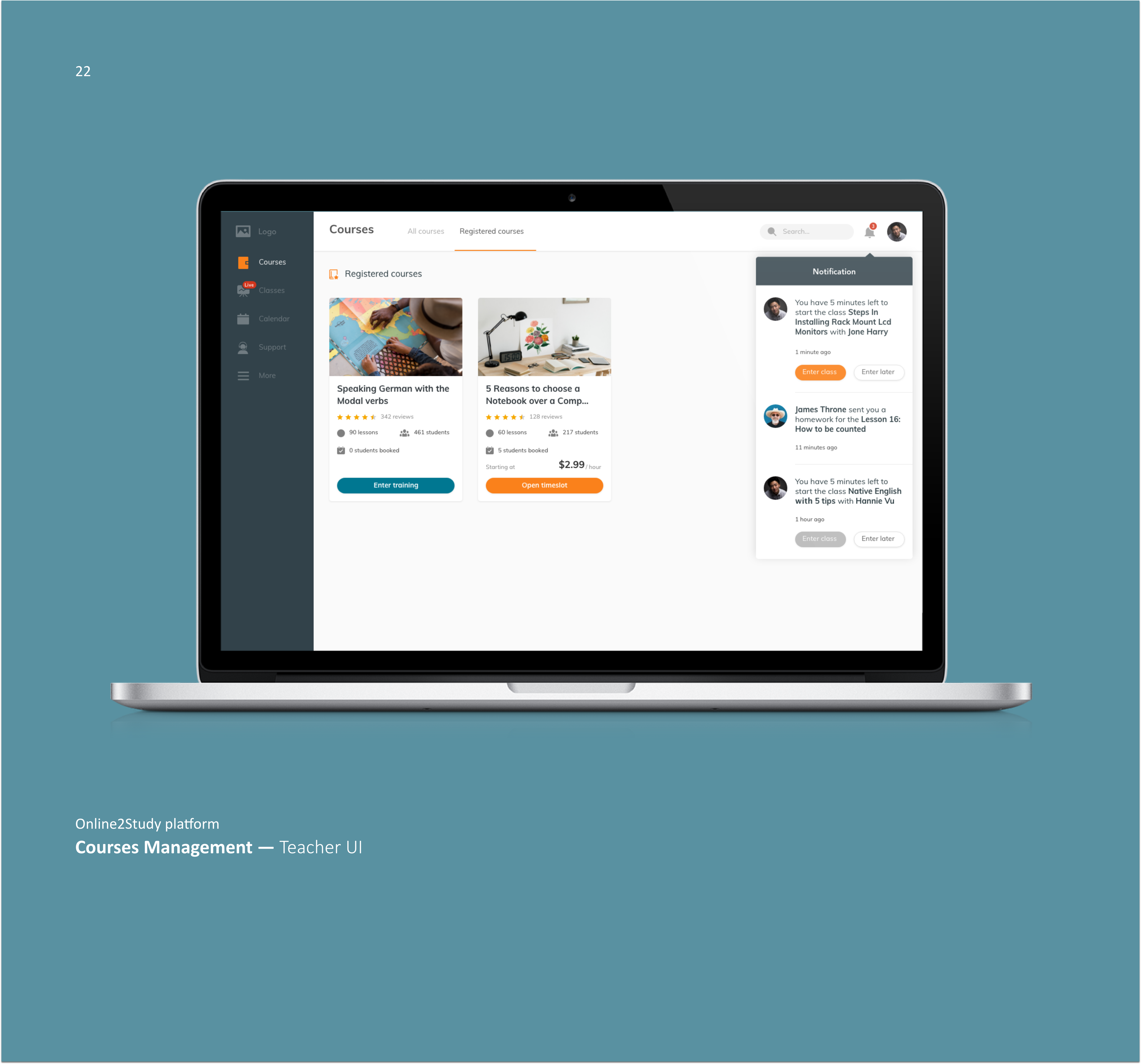 Courses Management — Teacher UI
