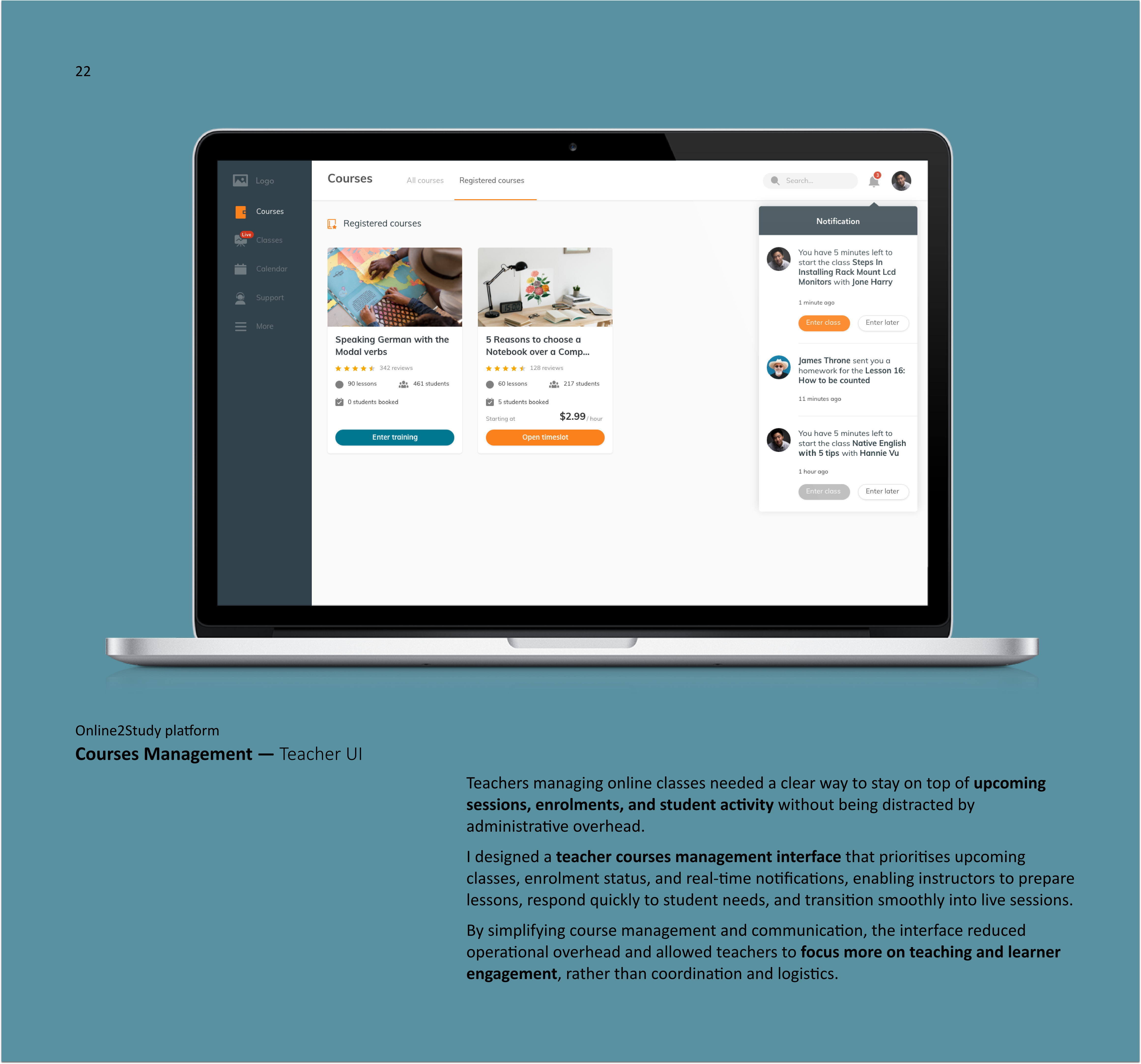Courses Management — Teacher UI
