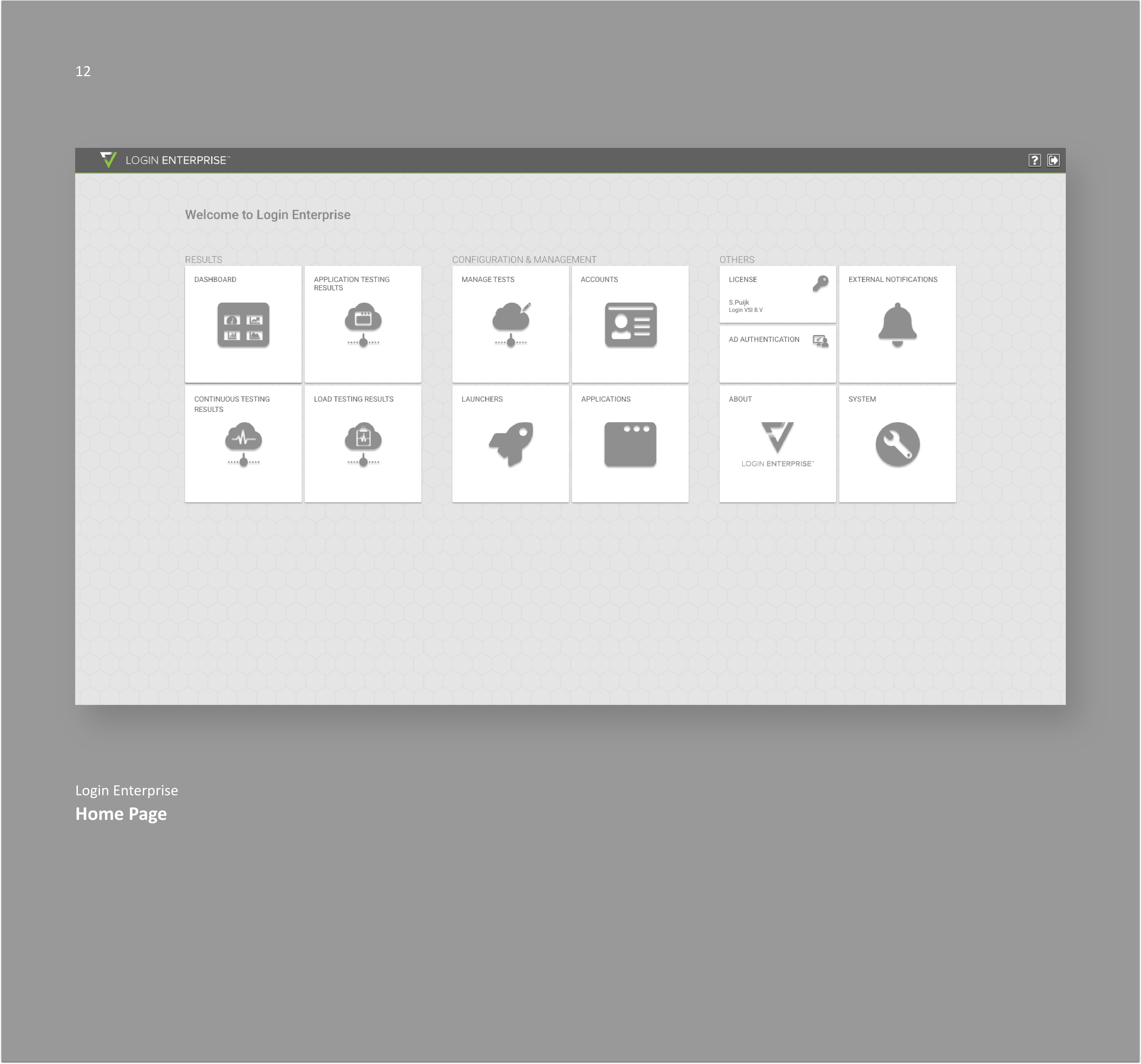 Login Enterprise Home page