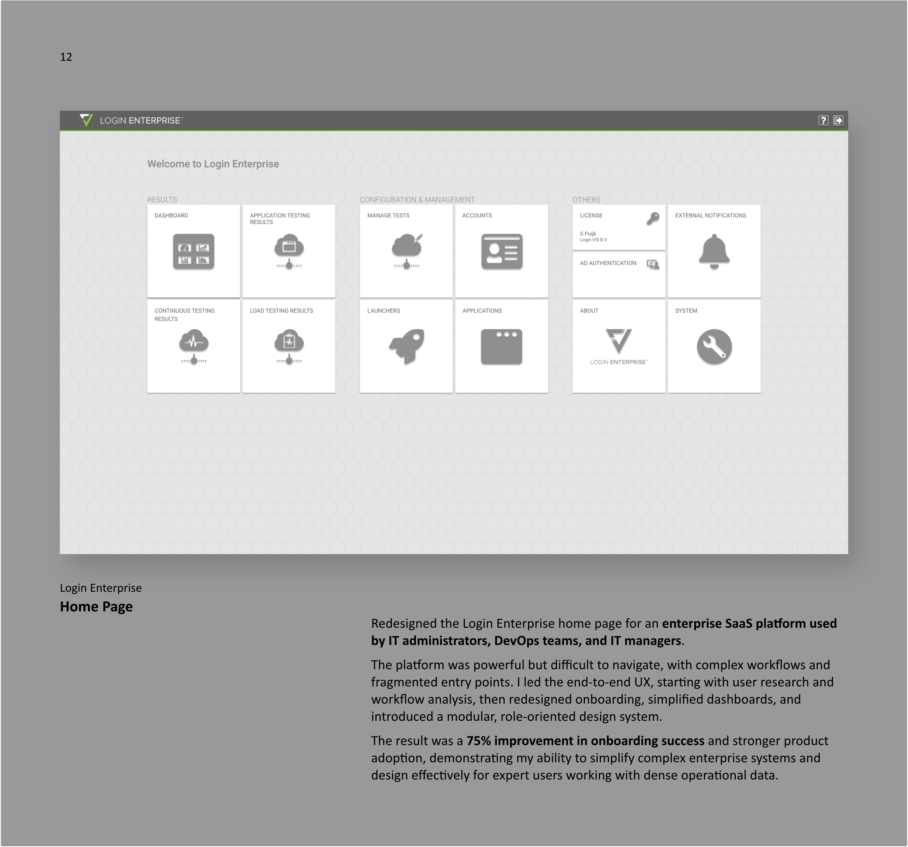 Login Enterprise Home page